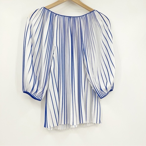 Diane Von Furstenberg DVF Accordion Top Balloon Sleeve Size 0 *Hole* Oversized - Picture 7 of 8
